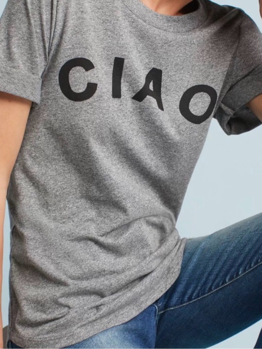 Anthropologie x Sol Angeles Grey Ciao Graphic Tee S